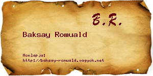 Baksay Romuald névjegykártya